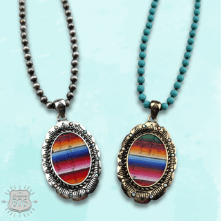 Serape print oval necklace - Boutique Bella BellaNecklaces