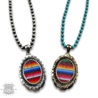 Serape print oval necklace - Boutique Bella BellaNecklaces