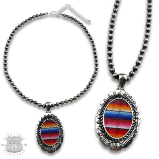 Serape print oval necklace - Boutique Bella BellaNecklaces