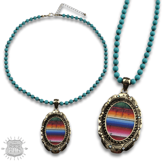 Serape print oval necklace - Boutique Bella BellaNecklaces