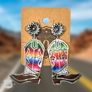 Serape western boot earring - Boutique Bella BellaEarrings