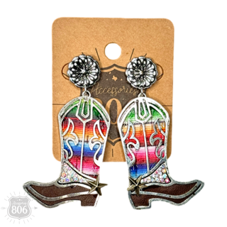 Serape western boot earring - Boutique Bella BellaEarrings