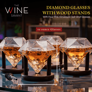 Set Of 4 Diamond Whiskey Wine Glasses 10OZ Wine Whiskey Water Diamond Shaped Diamonds Collection Spa - Boutique Bella BellaWine Glasses