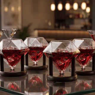 Set Of 4 Diamond Whiskey Wine Glasses 10OZ Wine Whiskey Water Diamond Shaped Diamonds Collection Spa - Boutique Bella BellaWine Glasses