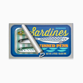 Set of Three Fish - Shaped Ink Pens in Faux Sardine Tin - Boutique Bella Bellapens