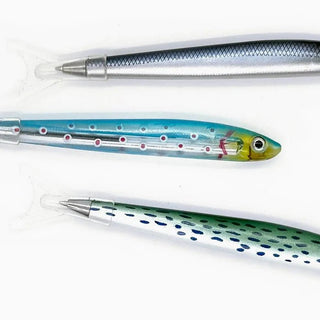 Set of Three Fish - Shaped Ink Pens in Faux Sardine Tin - Boutique Bella Bellapens