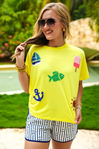 Set Sail Sequin Patch Top - Boutique Bella BellaT-Shirt