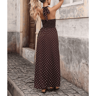Sexy Vintage Vacation Halter V - Neck Polka Dot Dress - Boutique Bella BellaDress