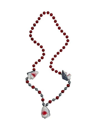 Shark Attack Trio of Heads Medallions with Red and Silver Specialty Beads - Boutique Bella BellaMardi gras beads
