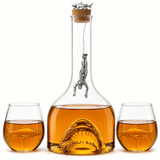 Shark Whiskey Decanter Set By 1000ML Shark Decanter With 2 10OZ Shark Glasses Shark - Boutique Bella BellaDecanter Sets