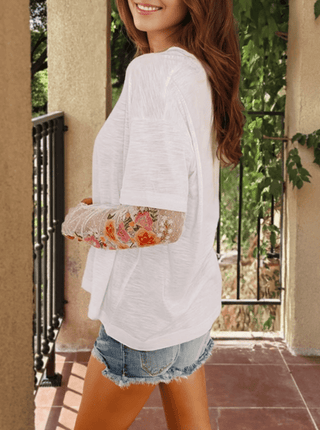 Sheer Floral Elegance Tee - Boutique Bella BellaT-Shirt