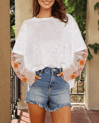 Sheer Floral Elegance Tee - Boutique Bella BellaT-Shirt