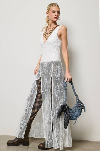 Sheer Lace Maxi Dress with Bodysuit - Boutique Bella BellaDress