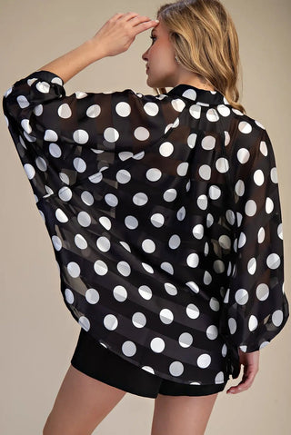 Sheer Madness Polka Dot Top - Black - Boutique Bella BellaTops