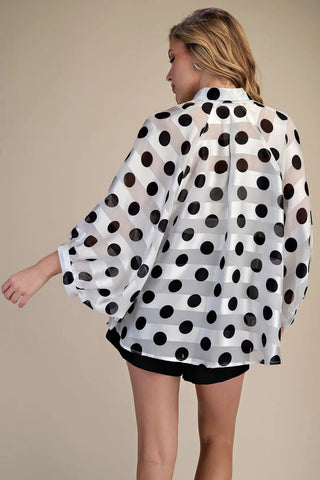 Sheer Madness Polka Dot Top - White - Boutique Bella BellaTops