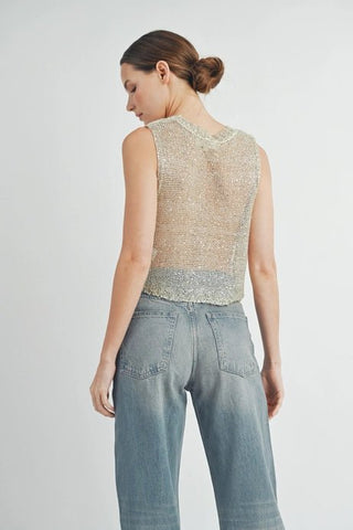 Sheer Sparkle Knit Tank Top - Boutique Bella BellaTank Top