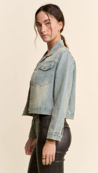 Shimmer Storm Cropped Jean Jacket - Boutique Bella BellaJacket