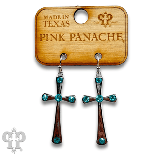 Shiny finish cross earring with Austrian crystals - Boutique Bella BellaEarrings