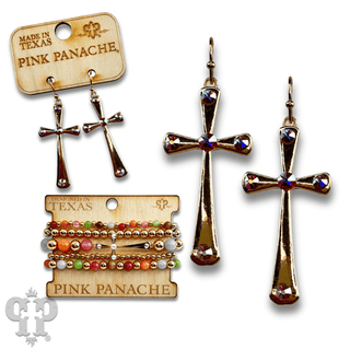 Shiny finish cross earring with Austrian crystals - Boutique Bella BellaEarrings
