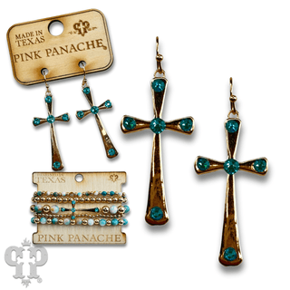 Shiny finish cross earring with Austrian crystals - Boutique Bella BellaEarrings