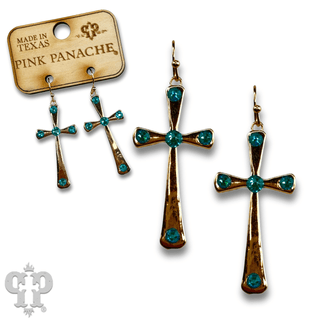 Shiny finish cross earring with Austrian crystals - Boutique Bella BellaEarrings