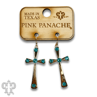 Shiny finish cross earring with Austrian crystals - Boutique Bella BellaEarrings