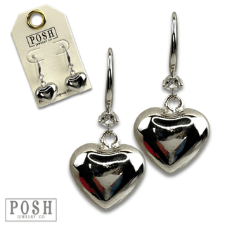 Shiny finish puffed heart charm earring - Boutique Bella BellaEarrings