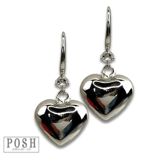 Shiny finish puffed heart charm earring - Boutique Bella BellaEarrings