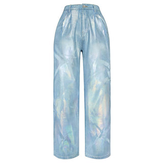 Shiny Party Metal Brazing Wide - leg Jeans - Boutique Bella Bellapants