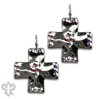 Shiny square cross earring with Austrian crystals - Boutique Bella BellaEarrings