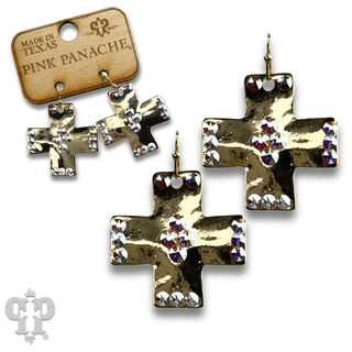 Shiny square cross earring with Austrian crystals - Boutique Bella BellaEarrings