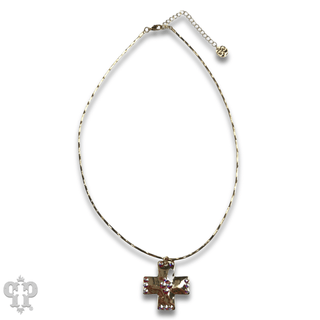 Shiny square cross necklace with Austrian crystals - Boutique Bella BellaNecklaces