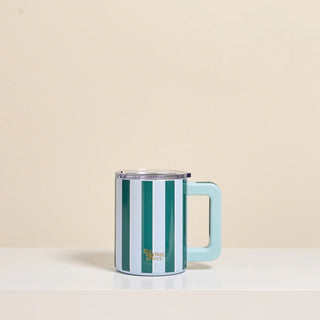 Sicily Stripes Teal 14 oz Insulated Mug - Boutique Bella BellaMug