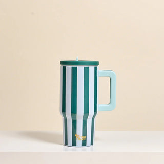Sicily Stripes Teal 20 oz Lifestyle Flip Straw Tumbler - Boutique Bella BellaTumbler