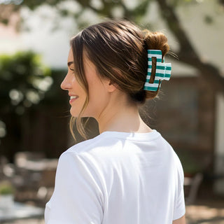 Sicily Stripes Teal Claw Clip - Boutique Bella BellaHair Clip