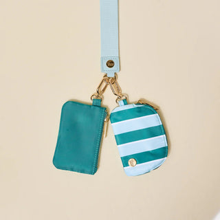 Sicily Stripes Teal Dynamic Duo Pouch Wristlet - Boutique Bella BellaWristlet