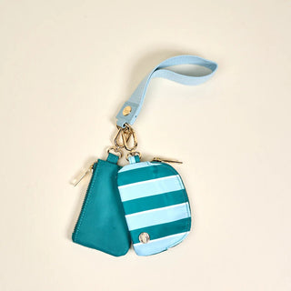 Sicily Stripes Teal Dynamic Duo Pouch Wristlet - Boutique Bella BellaWristlet