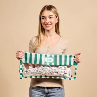 Sicily Stripes Teal Mahjong Tile Keeper Pouch - Boutique Bella BellaTile Keeper