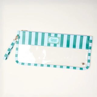 Sicily Stripes Teal Mahjong Tile Keeper Pouch - Boutique Bella BellaTile Keeper