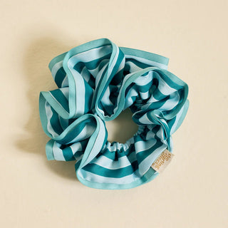 Sicily Stripes Teal Ruffle Up Scrunchie - Boutique Bella Bellahair scrunchie