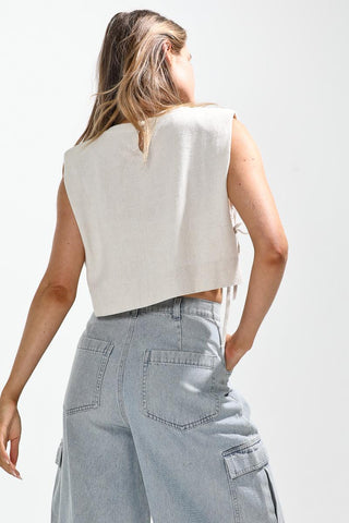 Side Tie Oatmeal Top - Boutique Bella BellaTop