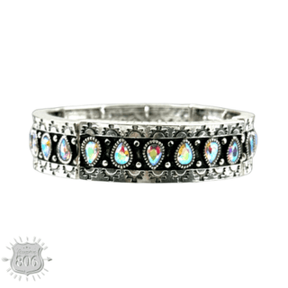 Silver and iridescent stretch western bracelet - Boutique Bella BellaBracelets