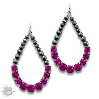 Silver and rhinestone teardrop earring - Boutique Bella BellaEarrings
