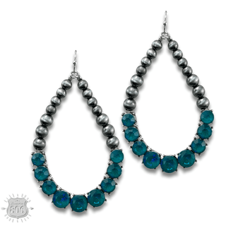 Silver and rhinestone teardrop earring - Boutique Bella BellaEarrings