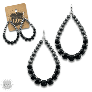 Silver and rhinestone teardrop earring - Boutique Bella BellaEarrings