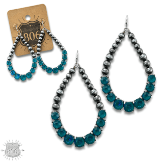 Silver and rhinestone teardrop earring - Boutique Bella BellaEarrings