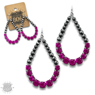 Silver and rhinestone teardrop earring - Boutique Bella BellaEarrings