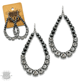 Silver and rhinestone teardrop earring - Boutique Bella BellaEarrings