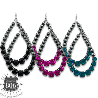 Silver and rhinestone teardrop earring - Boutique Bella BellaEarrings