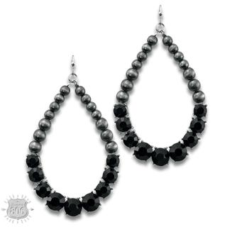 Silver and rhinestone teardrop earring - Boutique Bella BellaEarrings